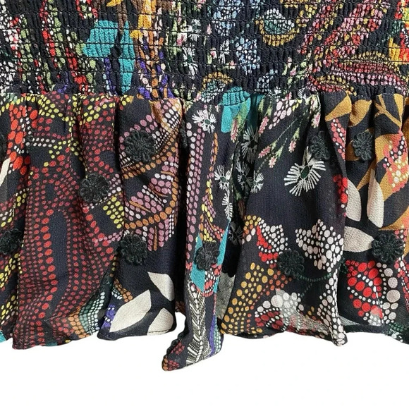 FARM Rio Delicate Forest Smocked Mini Dress Small Floral Embroidered Boho Chic - Picture 5 of 16